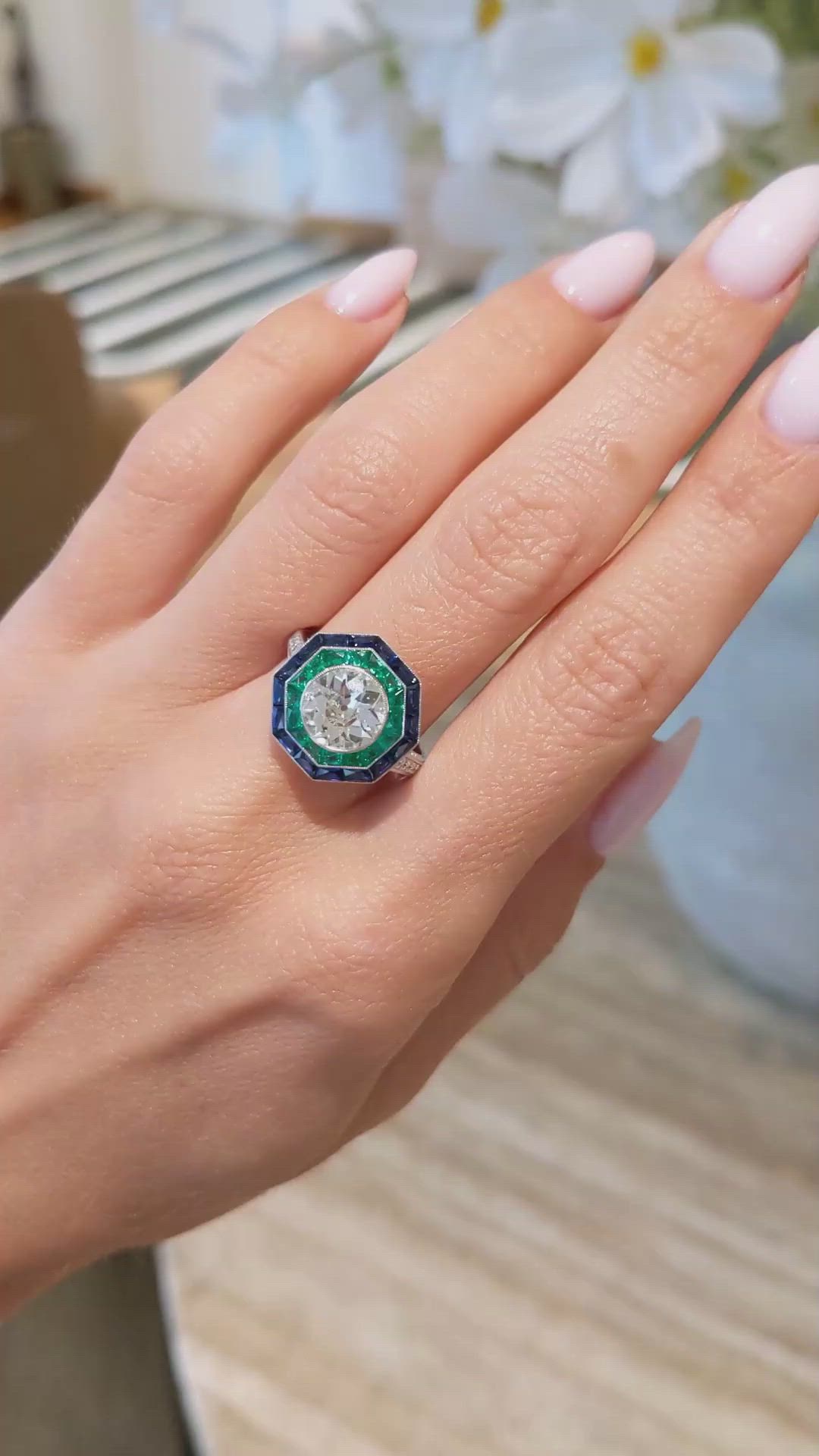 2.44 Ct. Natural Diamond Natural Diamond Halo Ring, Platinum 950 Size Video