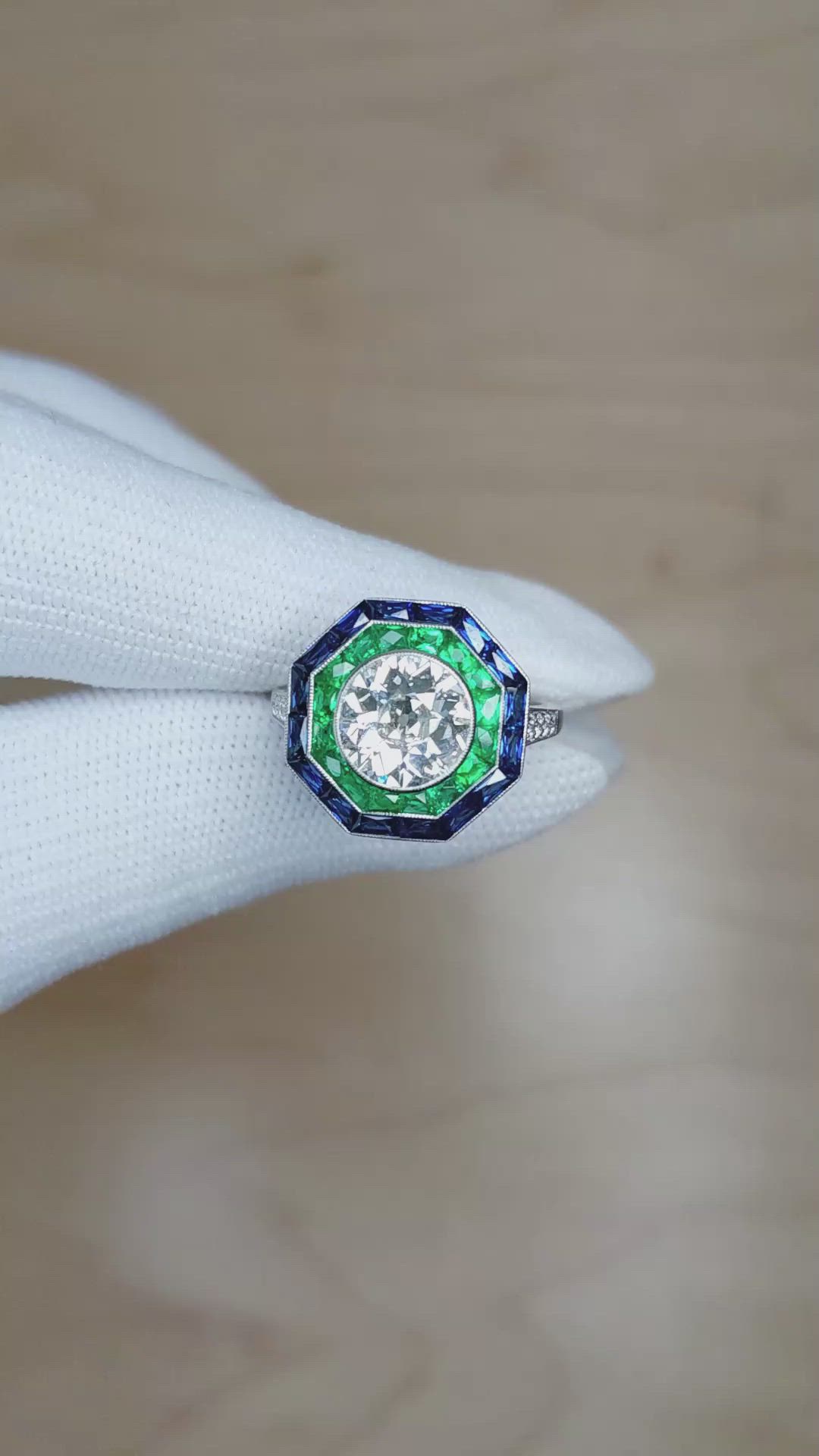 2.44 Ct. Natural Diamond Natural Diamond Halo Ring, Platinum 950 Size Video