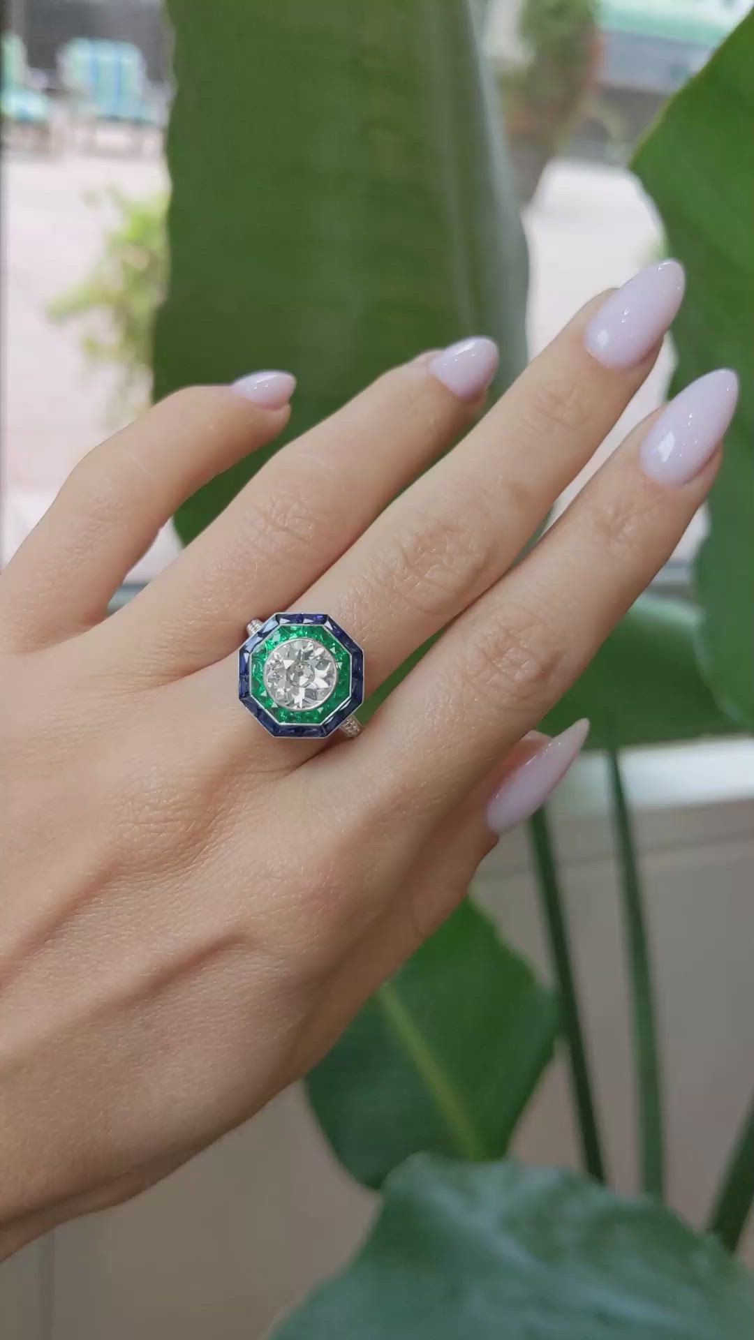 2.44 Ct. Natural Diamond Natural Diamond Halo Ring, Platinum 950 Size Video